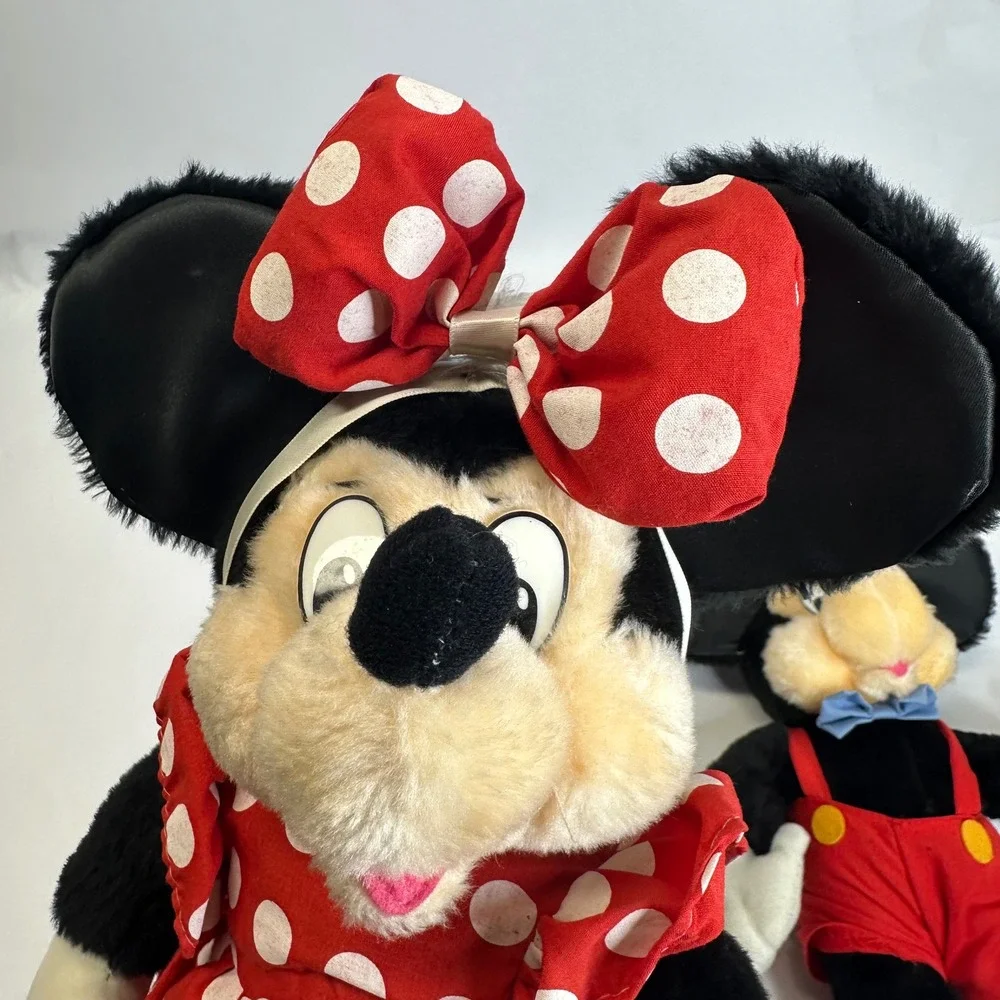 Vintage Disney Mickey and Minnie Mouse Plush‎ Stuffed Animal Set 16 Inch Taiwan